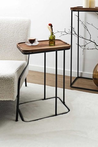 Mesa para sofá em acácia - 40 x 55 x 30 cm