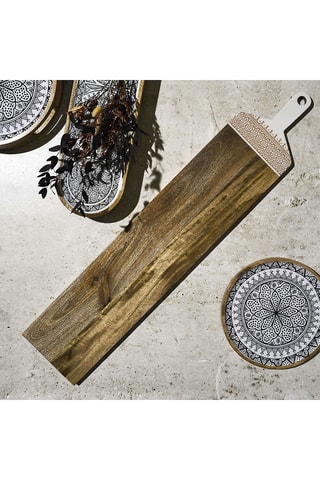 Bandeja de apresentação em madeira de mangueira - 100 x 20 x 1,5 cm
