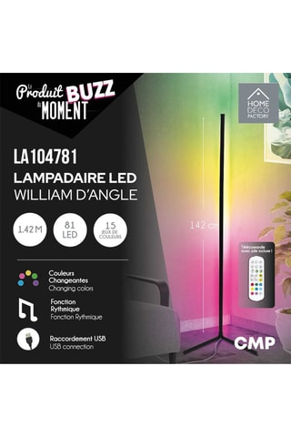 Candeeiro de pé tube LED conectado - Preto