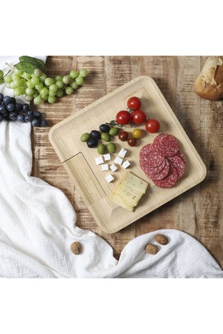 Conjunto de aperitivo em bambu e aço inoxidável - 4 peças 