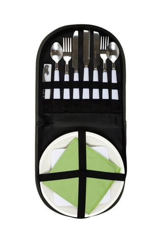 Lancheira e talheres Antracite e branco