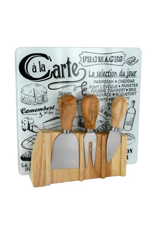 Tagliere per formaggio in legno con utensili magnetici - 21,1 x 22 x 4 cm