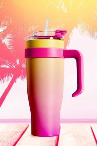 Caneca de viagem Miami em aço inoxidável Tie and Dye - 1200 cl - Modelo aleatório