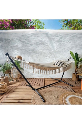 Cama de rede com franjas em madeira de álamo Terre inconnue - 285 x 90 cm