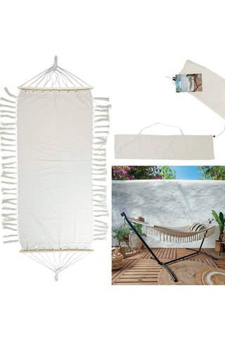 Cama de rede com franjas em madeira de álamo Terre inconnue - 285 x 90 cm