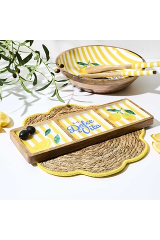 Prato com compartimentos em mangueira Dolce Vita - Amarelo - 40 x 14 x 2,5 cm