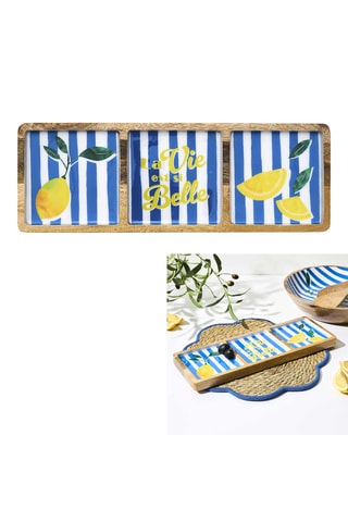 Prato com compartimentos em mangueira Dolce Vita - Azul - 40 x 14 x 2,5 cm