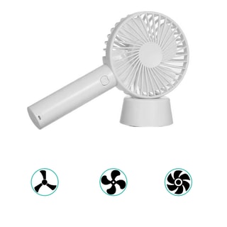 Mini ventilateur rechargeable avec support de table - Blanc