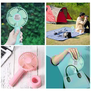 Mini ventilateur rechargeable avec support de table - Blanc