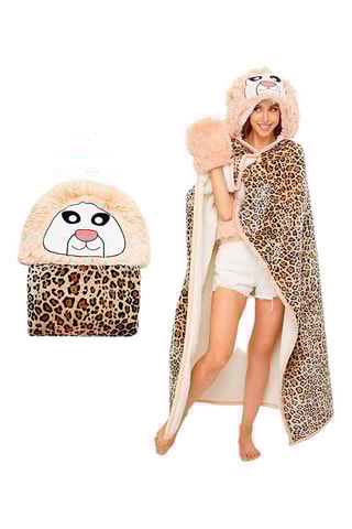 Peignoir à capuche - Beige et marron