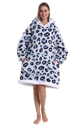 Pull plaid à capuche - Bleu