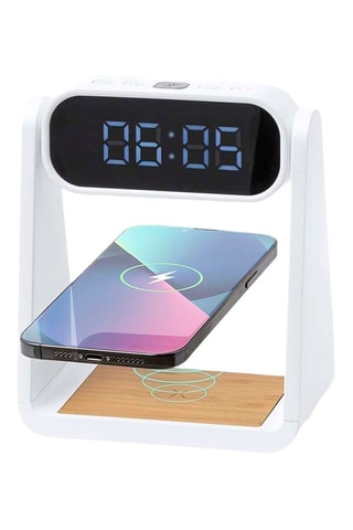 Horloge multifonction avec fonction lampe et chargeur sans fil - 10 W - Blanc