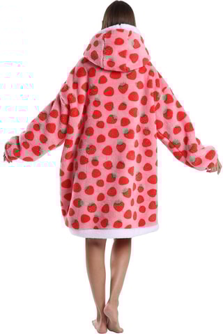 Pull plaid à capuche - Rose