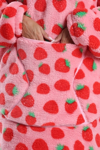 Pull plaid à capuche - Rose