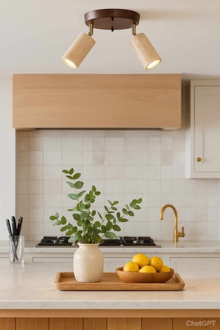 Houten Plafondlamp - Beige 