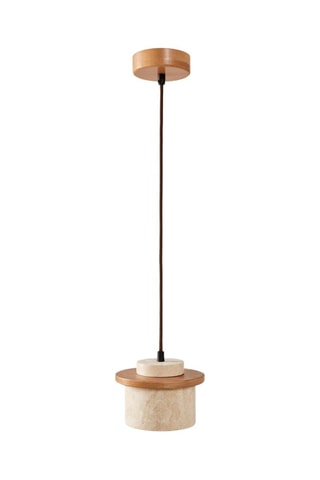 Houten en Travertijn Hanglamp - Beige - 40 W