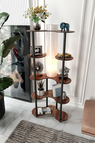 Staanlamp - Ivoorkleurig en Walnoothout-imitatie - 40 W - 150 cm