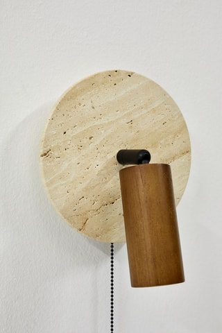 Houten en Travertijn Wandlamp - Beige - 40 W