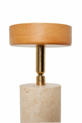 Houten en Travertijn Wandlamp - Beige - 10 W