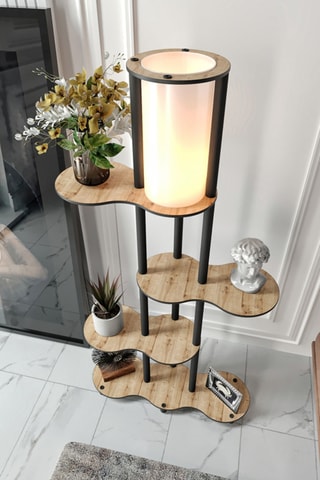 Staanlamp - Walnoothout-imitatie - 40 W