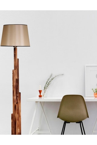 Houten Staanlamp Kule - Naturel en Beige - 60 W - 175 cm