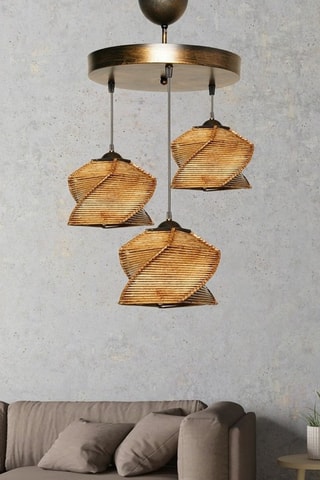 Hanglamp - Naturel en Goudkleurig - 3 x 60 W