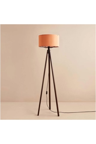Houten Staanlamp op Driepoot - Oranje en Bruin - 40 W - 140 cm