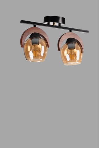 Candeeiro de teto em madeira - Preto - 2 x 40 W