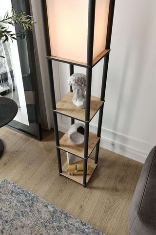 Staanlamp TierShelfLampz3 - Eikenhout-imitatie - 40 W