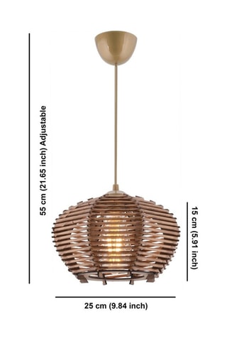 Bamboe Hanglamp Barlas - Bronskleurig - 45 - 60 W