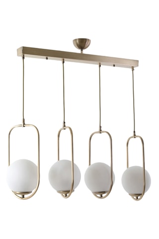 Hanglamp Ahu - Goudkleurig en Wit - 4 x 60 W