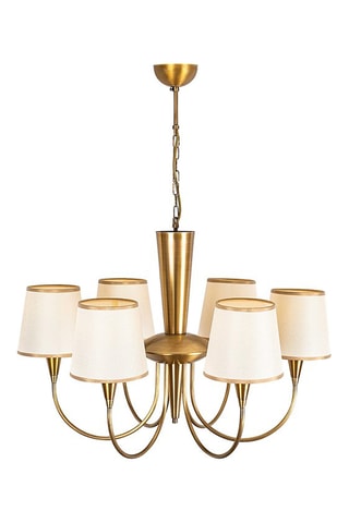 Hanglamp - Wit en Goudkleurig - 6 x 40 W