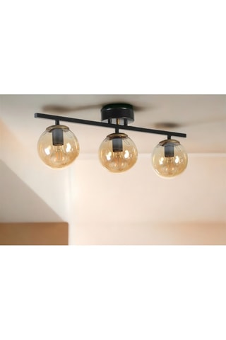 Plafondlamp - Zwart en Transparant - 3 x 60 W