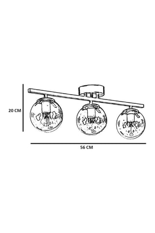 Plafondlamp - Zwart en Transparant - 3 x 60 W