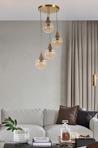 Hanglamp Afra - Goudkleurig - 4 x 40 W