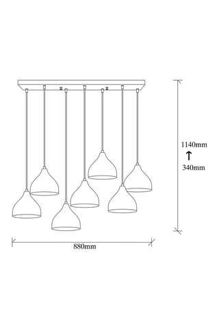 Hanglamp Tattoo - Zwart en Goudkleurig - 7 x 60 W