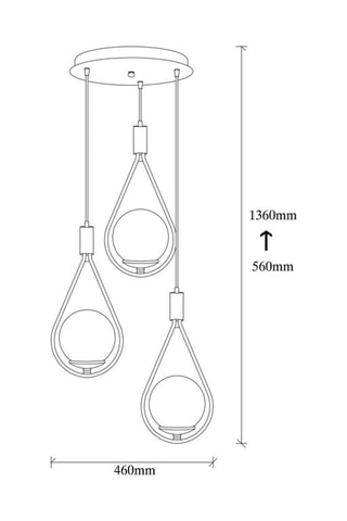 Hanglamp Mudoni - Zwart - 3 x 100 W