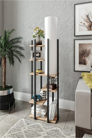 Staanlamp - Walnoothoutimitatie en Bruin - 60 W