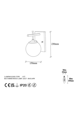 Wandlamp Zahar - Zwart - 40 W