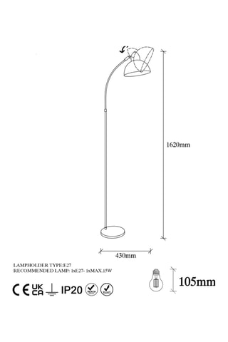 Houten Staanlamp - Zwart - 15 W