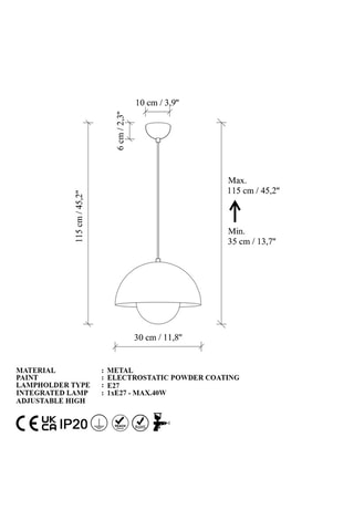 Hanglamp - Zwart - 40 W