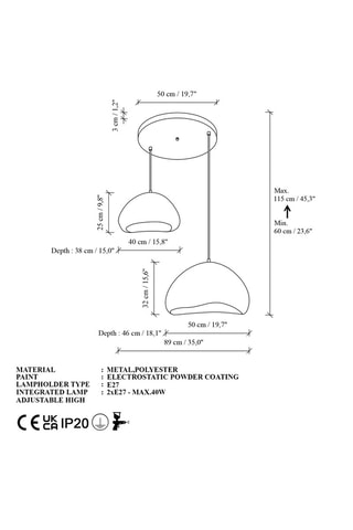 Hanglamp - Wit - 2 x 40 W