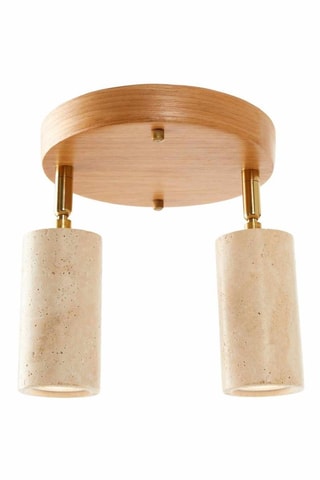 Houten Plafondlamp Nur B - Beige - 2 x 30 W