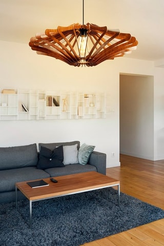 2 Hanglampen - Walnoothout-imitatie - 45/60 W