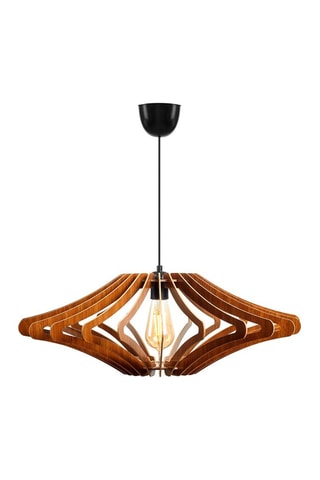 2 Hanglampen - Walnoothout-imitatie - 45/60 W