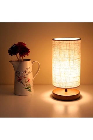 Houten Tafellamp - Naturel en Crèmekleurig - 60 W