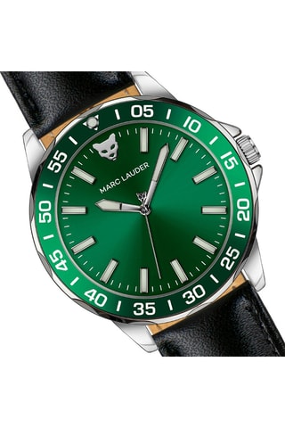 Montre à quartz en cuir Vilnius - Noir et vert