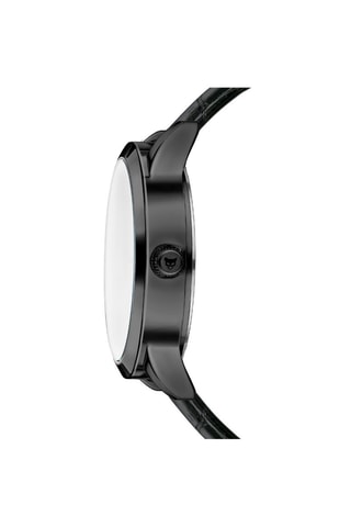 Montre à quartz en cuir Perth - Noir
