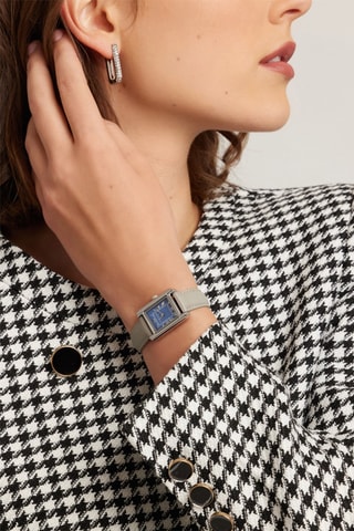 Montre à quartz en cuir de veau Polo - Gris foncé et argenté