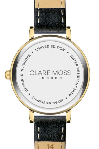 Montre à quartz en cuir et zircons London - Noir et blanc